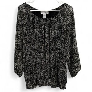 Black and Grey Flowy Blouse